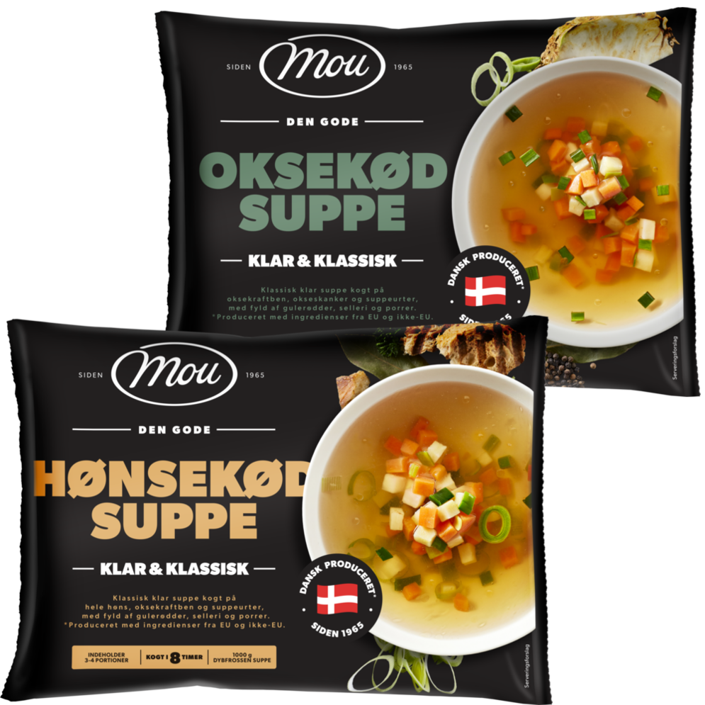 Mou okse- eller hønsekødsuppe