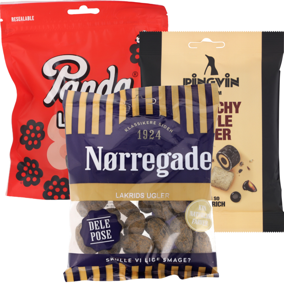 Nørregade bolcher, Panda lakrids eller Pingvin slikpose