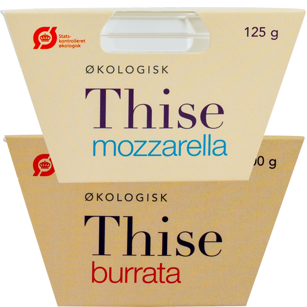 Thise økologisk burrata eller mozzarella