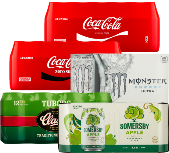8 x 50 cl./12 x 33 cl./24 x 25 cl. Literpris maks. 19,95 + pant.